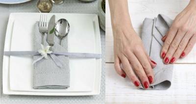 Как красиво сложить салфетку из ткани в карман для столовых приборов? Пошаговое фото + видео - nashsovetik.ru