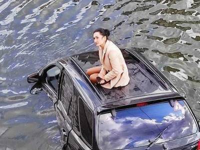 В центре Харькова водительница вылетела в реку, пытаясь объехать кошку - mur.tv - Украина - Харьковская обл.