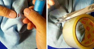 Полезный трюк: как с помощью скотча красиво зашить дырку на ткани - lifehelper.one