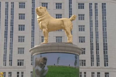 Гурбангулы Бердымухамедов - В Туркменистане почетно открыли 15-метровый памятник из золота собаке: видео церемонии - mur.tv - Ашхабад - Туркмения