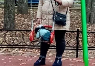 В Киеве разгорелся скандал из-за женщины, покатавшей свою собаку на детских качелях (ФОТО) - mur.tv - Киев