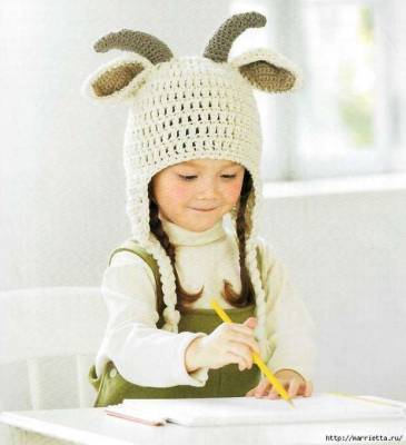 Детские шапочки с рожками и ушками. Вязание крючком - milayaya.ru