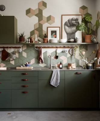 Кухонный фартук с геометрическим рисунком: 25+ примеров - elle.ru