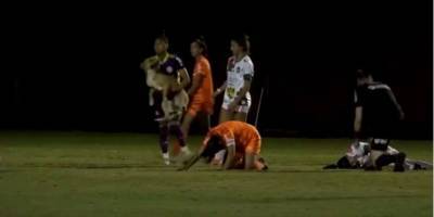 В Бразилии во время матча собака выбежала на поле и сбила футболистку видео - mur.tv - Бразилия - Аргентина