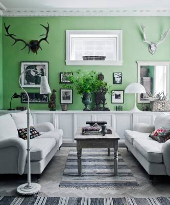 Зеленый цвет в гостиной: 25+ примеров - elle.ru - Англия