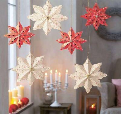 Объемные снежинки, звездочки, цветы из бумаги для новогоднего интерьера - milayaya.ru