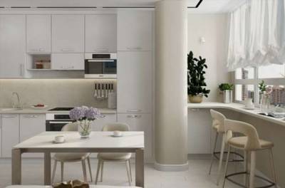 Смелые идеи дизайна кухни, объединенной с балконом или лоджией - milayaya.ru
