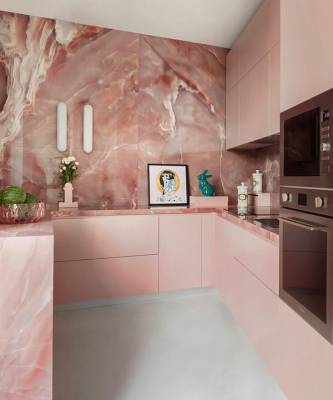 Розовый цвет на кухне: 20+ примеров - elle.ru
