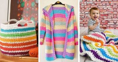 От коврика до свитера: 17 радужных идей для вязания крючком - lifehelper.one