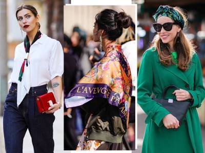 Как носить шелковые платки: 10 самых простых и стильных способов - marieclaire.ru