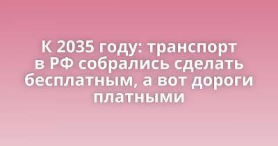 К 2035 году: транспорт в РФ собрались сделать бесплатным, а вот дороги платными - porosenka.net - Россия
