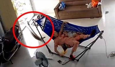 Крупная змея напугала отдыхавшую в гамаке маму с ребёнком (2 фото + 1 видео) - chert-poberi.ru - Вьетнам