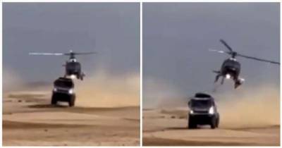 На «Дакаре» вертолет столкнулся с «КамАЗом» (2 фото) - chert-poberi.ru