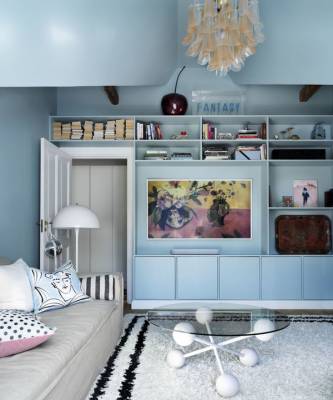 Голубой цвет в гостиной: 25 стильных решений - elle.ru