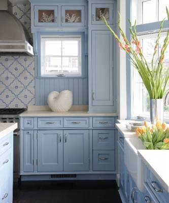 Голубой цвет на кухне: 30+ примеров - elle.ru