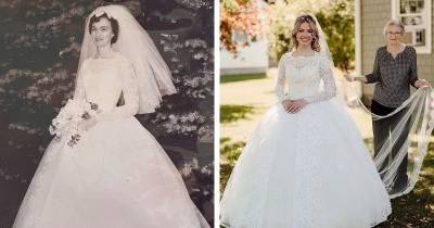 Девушка вышла замуж в бабушкином свадебном платье, сшитом в 1961 году. И оно идеально село на её фигуру - cpykami.ru - штат Массачусетс