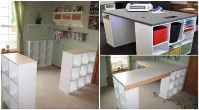 Два простых способа собрать большой рабочий стол из стеллажных систем из IKEA - milayaya.ru