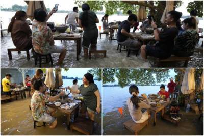 Ресторан в Таиланде затопила река: гости обедают по колено в воде и им нравится - porosenka.net - Таиланд