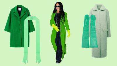 Roberto Cavalli - Повторяйте за Рианной — носите зеленое пальто с зелеными аксессуарами - vogue.ru