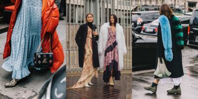 Streetstyle: 8 способов стильно носить платья этой зимой - vogue.ua