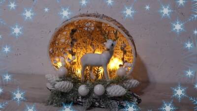 Тёплая, уютная новогодняя композиция из одного мотка джутовой нити - cpykami.ru