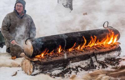 Финский костер нодья, который может гореть целую ночь - milayaya.ru