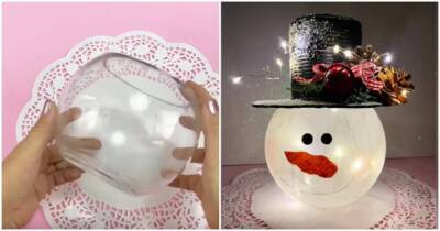 Яркий зимний декор: самая дешевая ваза превращается в очень милого снеговика - lifehelper.one