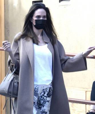 Анджелина Джоли - Christian Dior - Анджелина Джоли в шелковых брюках с зодиакальным рисунком нарушает модное правило - elle.ru