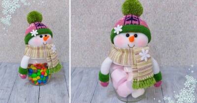 Милый снеговичок из банки. Нестандартный сладкий подарок на Новый год - cpykami.ru