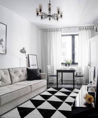 Черно-белые гостиные: 20+ модных интерьеров - elle.ru