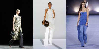 saint Laurent - Платье поверх брюк – самая модная комбинация этого сезона - vogue.ua - Sander