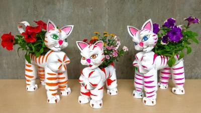 Кошки-симпатяшки для цветов! Легко сделать из простых материалов - cpykami.ru
