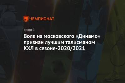 Волк из московского Динамо признан лучшим талисманом КХЛ в сезоне-2020/2021 - mur.tv - Москва - Челябинск