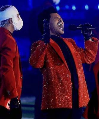 Алый пиджак со стразами и 7 миллионов долларов: выступление The Weeknd на Суперболе-2021 - elle.ru - Сша