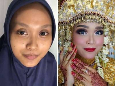 Невесты из Индонезии до и после нанесения макияжа - chert-poberi.ru - Индонезия