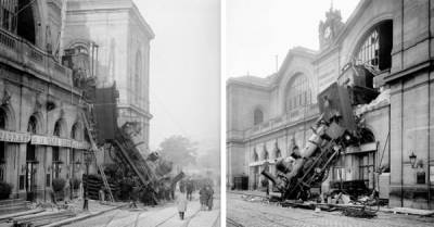 Крушение поезда на вокзале Монпарнас в редких снимках 1895 года - porosenka.net - Париж