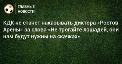 КДК не станет наказывать диктора Ростов Арены за слова Не трогайте лошадей, они нам будут нужны на скачках - mur.tv