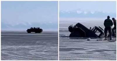 На Байкале два грузовика на ходу провалились под лед (2 фото + 2 видео) - chert-poberi.ru