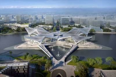Архбюро Захи Хадид строит Центр искусств, напоминающий узор клина перелетных птиц - chert-poberi.ru - Китай