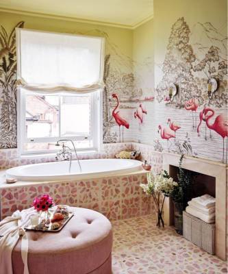 Обои в ванной комнате: 35 вдохновляющих примеров - elle.ru