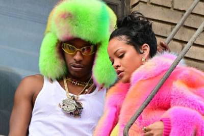 Рианна - Раким Майерс - Образ дня: Рианна в цветной шубе и A$AP Rocky в ушанке на съемках клипа в жарком Нью-Йорке - spletnik.ru - Нью-Йорк - Нью-Йорк