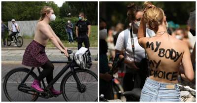 «Свободу сиськам»: в Берлине сотни полуголых девушек устроили протестный велопробег - porosenka.net - Франция - Германия - Берлин