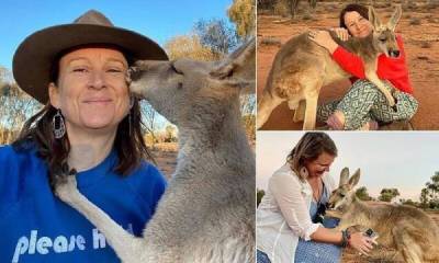 Благодарная кенгуру каждый день обнимает людей, которые ее спасли - porosenka.net