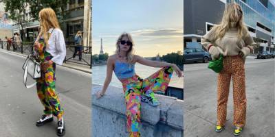 Эльза Хоск - Летний тренд: брюки с "мультяшным" цветочным принтом - vogue.ua