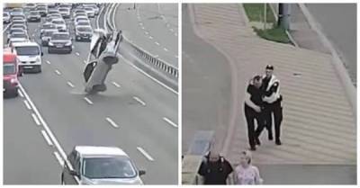 В Киеве пьяный водитель наехал на провода, перевернул машину и свалил вину на супругу - porosenka.net - Киев