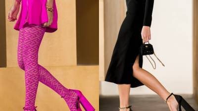 Белла Хадид - Объект (всеобщего) желания: атласные туфли Versace на гигантском каблуке - vogue.ru