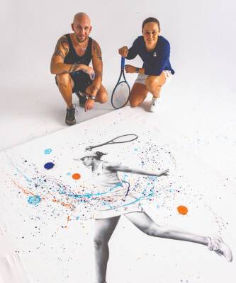 Эшли Барти - Арт - Картина, нарисованная… теннисными ракетками и мячами с краской — это стоит увидеть - elle.ru - Австралия