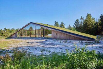Загородный треугольный дом с живой зеленой крышей в Дании - chert-poberi.ru - Дания