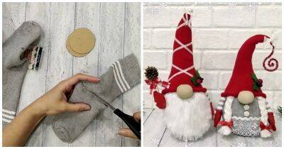 Чудесные Рождественские гномики из нескольких пар носков. Ничего шить вообще не нужно - cpykami.ru