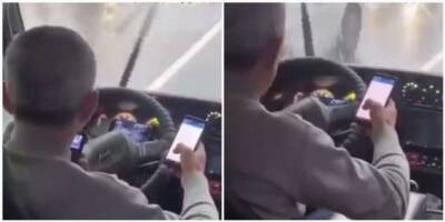 В Сочи заметили водителя маршрутки с тремя телефонами одновременно (1 фото + 1 видео) - chert-poberi.ru - Сочи